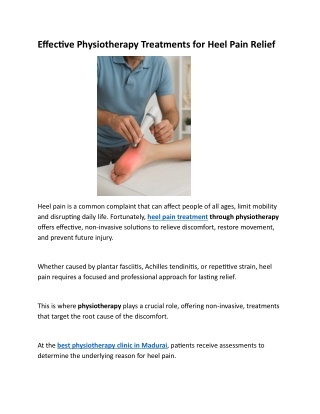 Effective Physiotherapy Treatments for Heel Pain Relief