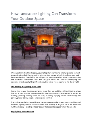 How Landscape Lighting Can Transform Your Outdoor Space