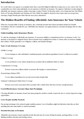 The Hidden Perks of Picking Affordable Auto Insurance for Your Automobile