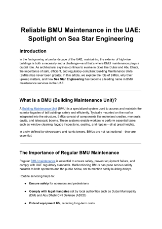 Reliable BMU Maintenance in the UAE_ Spotlight on Sea Star Engineering