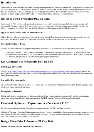 Présentoirs PLV en bois : allier esthétique et fonctionnalité