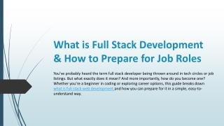 what is full stack development how to prepare for job roles