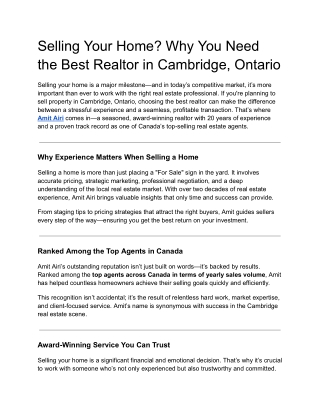 Selling Your Home_ Why You Need the Best Realtor in Cambridge, Ontario