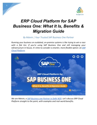 ERP Cloud Platform for SAP Business One- What It Is, Benefits & Migration Guide