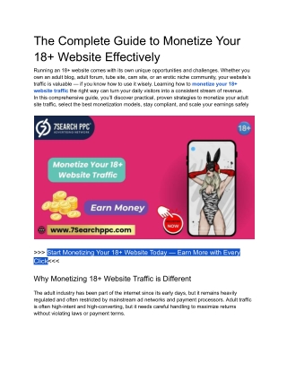the complete guide to monetize your 18 website