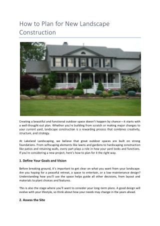 How to Plan for New Landscape Construction
