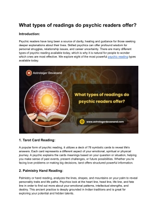 What types of readings do psychic readers offer