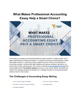 What Makes Professional Accounting Essay Help a Smart Choice