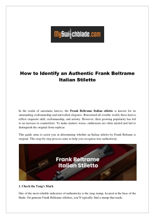 How to Identify an Authentic Frank Beltrame Italian Stiletto
