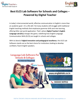 Best ELCS Lab Software for Schools and Colleges – Powered by Digital Teacher