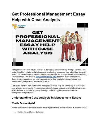 Get Professional Management Essay Help with Case Analysis