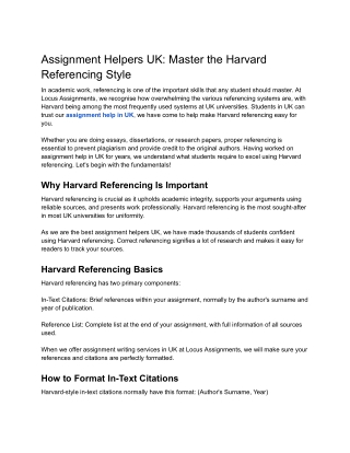 Assignment Helpers UK_ Master the Harvard Referencing Style