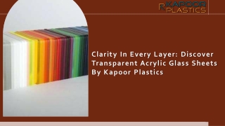 Clarity in Every Layer Discover Transparent Acrylic Glass Sheets by Kapoor Plastics