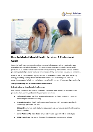 How to Market Mental Health Services A Professional Guide