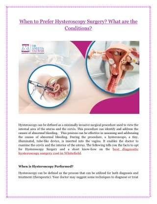 When to Prefer Hysteroscopy Surgery? What are the Conditions?