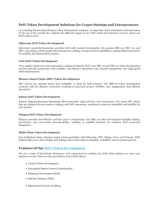 defi token development solutions for crypto