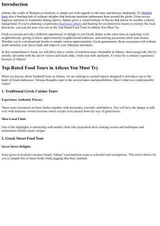Top-Rated Food Tours in Athens You Must Try