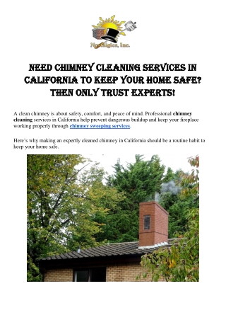 Need Chimney Cleaning Services in California to Keep Your Home Safe Then Only Trust Experts.docx