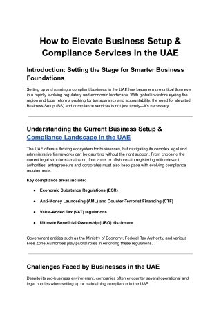 How to Elevate Business Setup & Compliance Services in the UAE