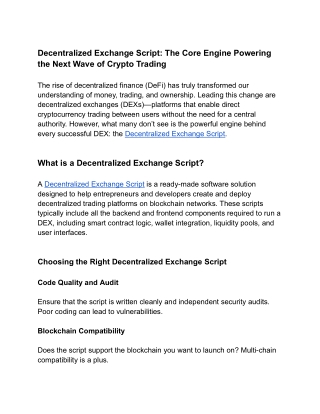 decentralized exchange script the core engine
