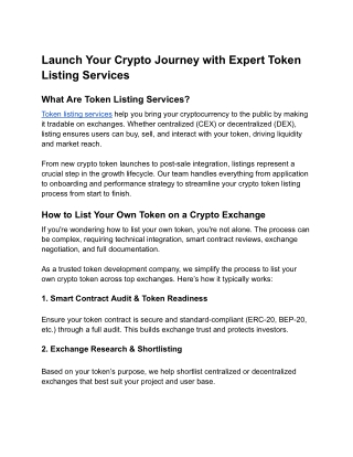 Launch Your Crypto Journey with Expert Token Listing Services