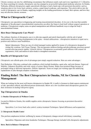 Finding Relief: The Best Chiropractors in Omaha, NE for Chronic Pain Management