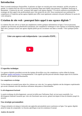 Création de site web : pourquoi faire appel à une agence digitale ?