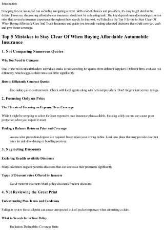 Leading 5 Errors to Prevent When Buying Affordable Car Insurance