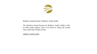 Rainbow Sound System | Rainbow Audio Gmbh