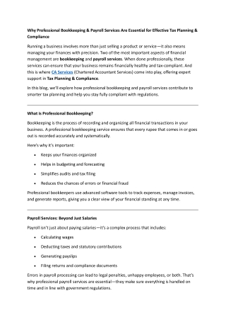 Why Professional Bookkeeping & Payroll Services Are Essential for Effective Tax