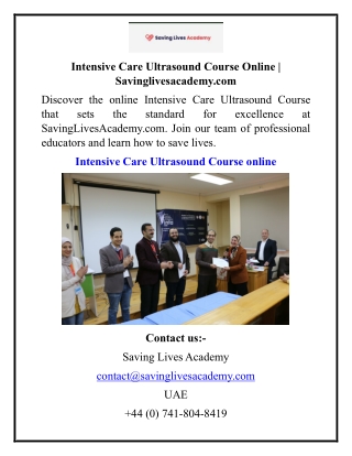 Intensive Care Ultrasound Course Online  Savinglivesacademy.com