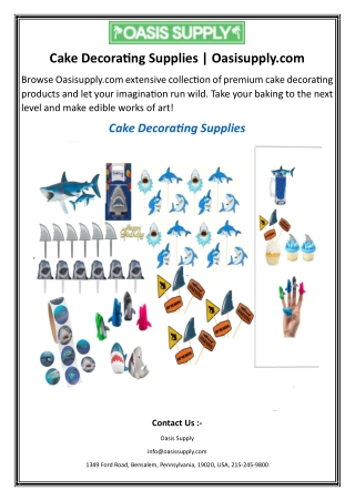 Cake Decorating Supplies.Oasisupply.com