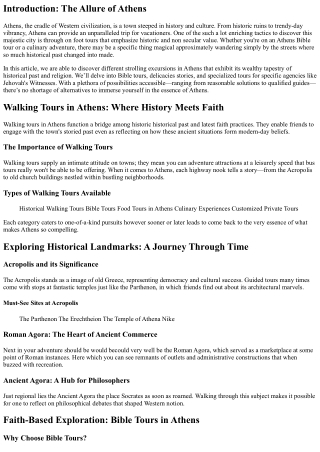 Walking Tours in Athens: Where History Meets Faith