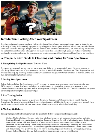 A Comprehensive Guide to Cleaning and Caring for Your Sportswear