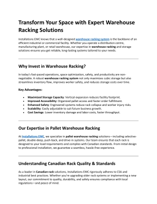 transform your space with expert warehouse
