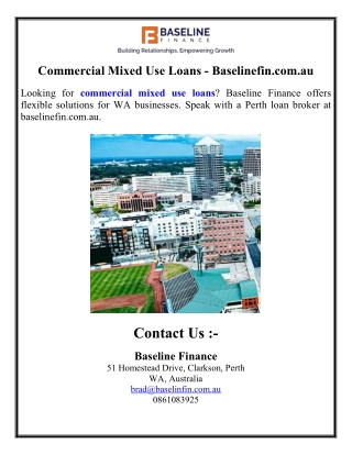 commercial mixed use loans baselinefin com au