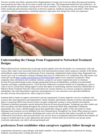 The Community Network Strategy: Building Relationships That Improve Home Care Ou