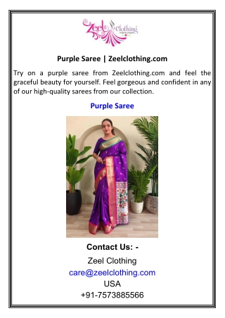 Purple Saree  Zeelclothing.com