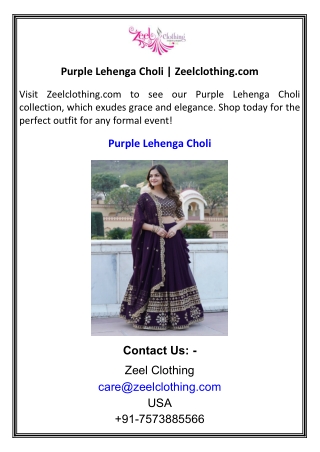 Purple Lehenga Choli  Zeelclothing.com
