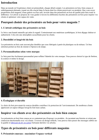 Inspirer vos clients avec des présentoirs en bois bien conçus