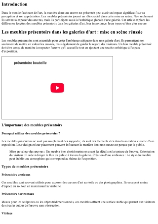 Les meubles présentoirs dans les galeries d'art : mise en scène réussie