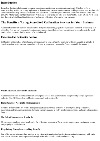 The Benefits of Using Accredited Calibration Services for Your Business