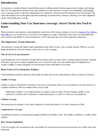 Comprehending Your Car Insurance Plan: Trick Terms You Need to Know
