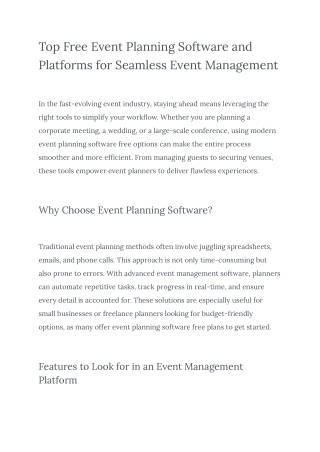 Top Free Event Planning Software and Platforms for Seamless Event Management