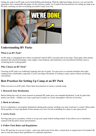 Best Practices for Setting Up Camp at an RV Park