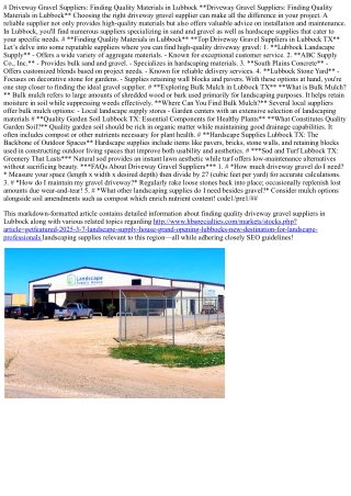 Driveway Gravel Suppliers: Finding Quality Materials in Lubbock