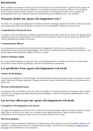 Les avantages de travailler avec une agence de développement web locale