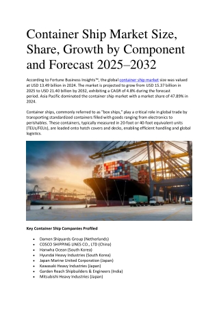 container ship market size share growth