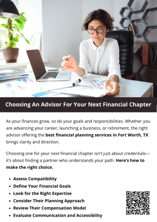 Choosing An Advisor For Your Next Financial Chapter