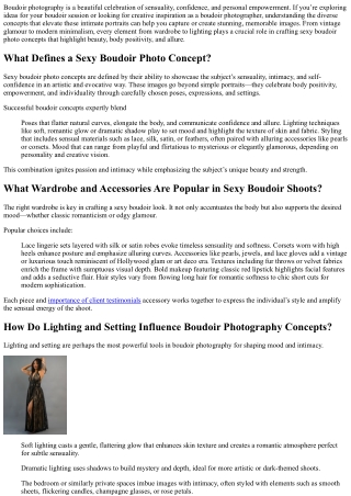 What Are Sexy Boudoir Photo Concepts in 2025?